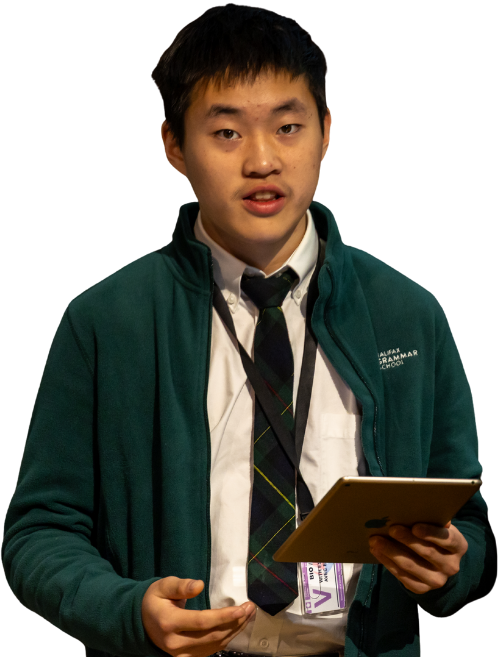 Étudiant présentant