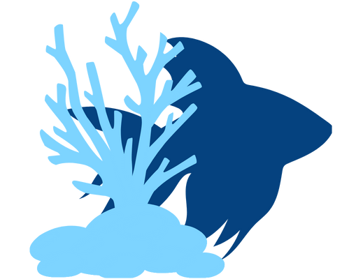 Icône d'un poisson avec du corail devant lui