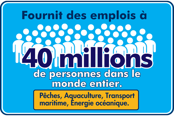 Une carte montrant que l'économie bleue représente 40 millions d'emplois dans le monde
